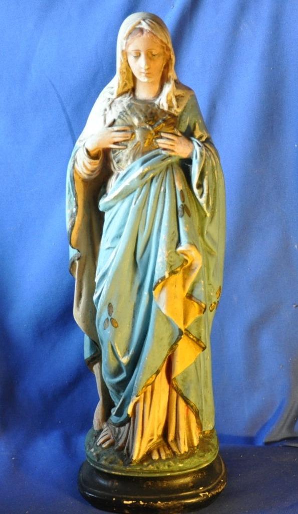 grande statue vierge au sacre coeur  en platre 45 cm, Enlèvement ou Envoi