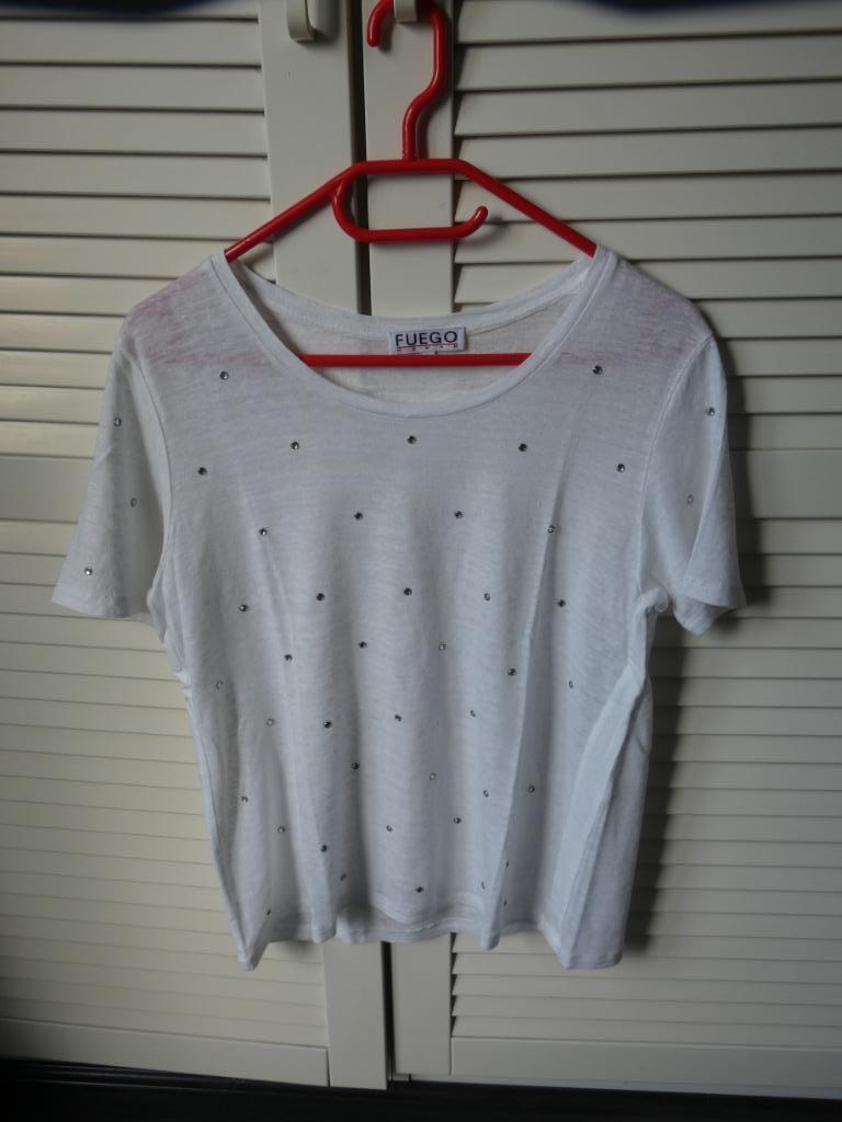 Fuego T-shirt voor dames, Kleding | Dames, T-shirts, Gedragen, Maat 42/44 (L), Wit, Korte mouw, Ophalen of Verzenden