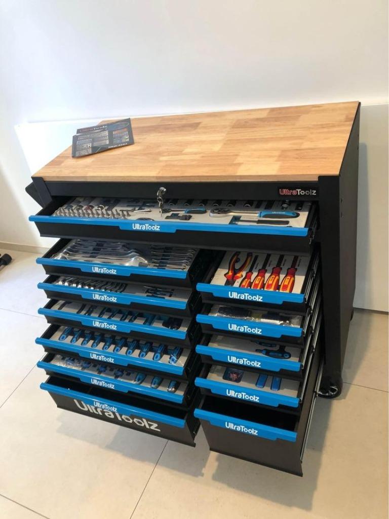King Size Wood XXL Pro 13 tiroirs 11 boîte à outils complète, Enlèvement