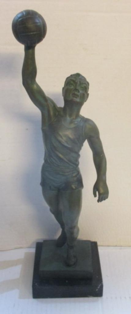 Trophée de sport art déco zamac joueur de panier, Antiquités & Art, Envoi