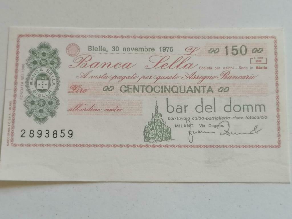 Cadeaubon van 150 lire bar del dam Milano 1976, Nieuw
