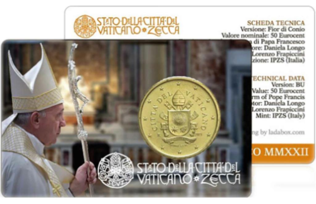 coincard 50 eurocent Vaticaanstad 2022 Nr. 13, Postzegels en Munten, Ophalen of Verzenden, Vaticaanstad