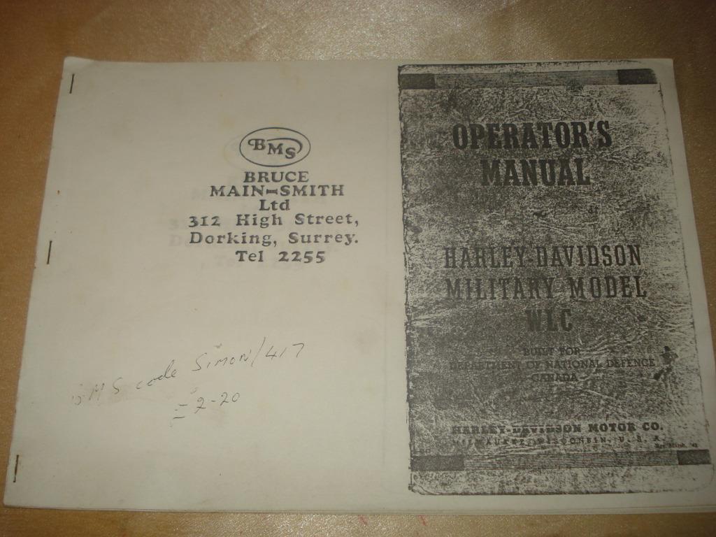 HARLEY-DAVIDSON MILITAIRE WLC Ancien Manuel d'Utilisation, Motoren, Ophalen of Verzenden, Harley-Davidson of Buell