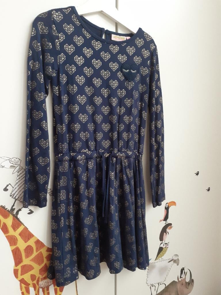 Blauw kleedje Someone maat 122 - met gouden hartjesprint, Robe ou Jupe, Enlèvement ou Envoi, Fille, Someone