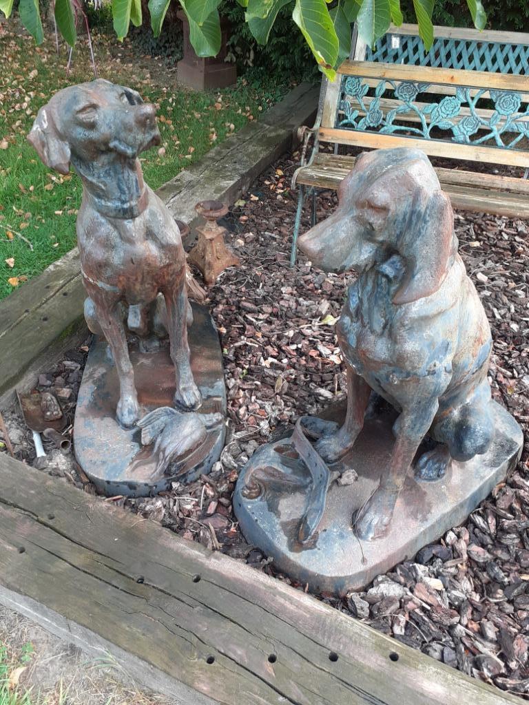 Deux superbes chiens de chasse en fonte, Jardin & Terrasse, Enlèvement, Utilisé, Autres matériaux, Animal