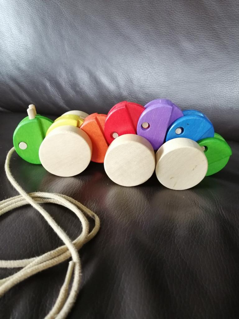 Houten trekdier rups, Kinderen en Baby's, Ophalen of Verzenden, Zo goed als nieuw