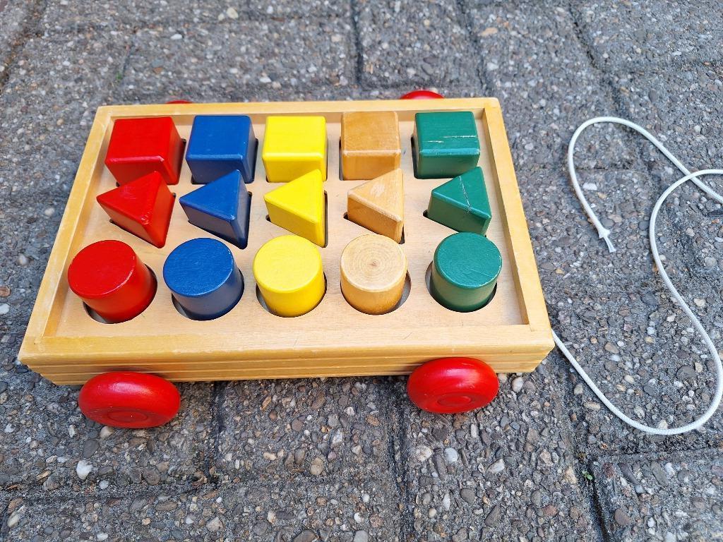 houten blokkenkar, Kinderen en Baby's, Ophalen, Gebruikt, Duw- of Trekspeelgoed