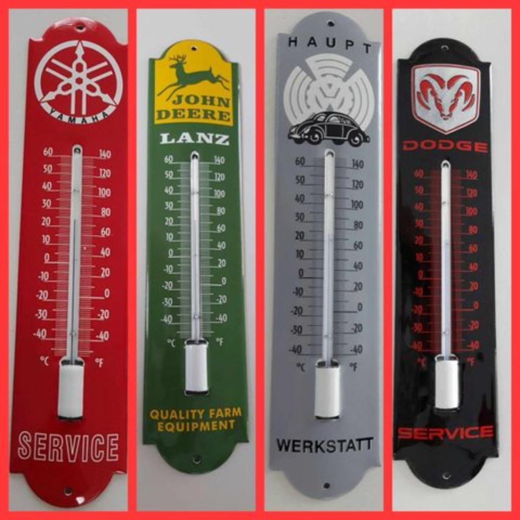 Yamaha Dodge VW tractor Skoda Ford emaillen thermometer, Verzamelen, Ophalen of Verzenden, Nieuw, Reclamebord