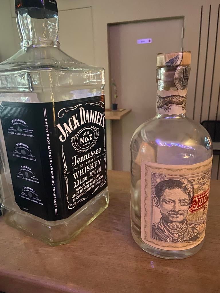 Jack daniels fles 3L en rum leeg te koop, Ophalen, Gebruikt, Overige gebieden, Overige typen