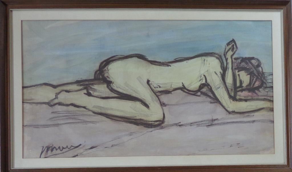 JOZEF (JOS) MOUS / NAAKTE VROUW / ORIGINEEL WERK / 66x110cm, Antiek en Kunst, Kunst | Schilderijen | Modern, Ophalen