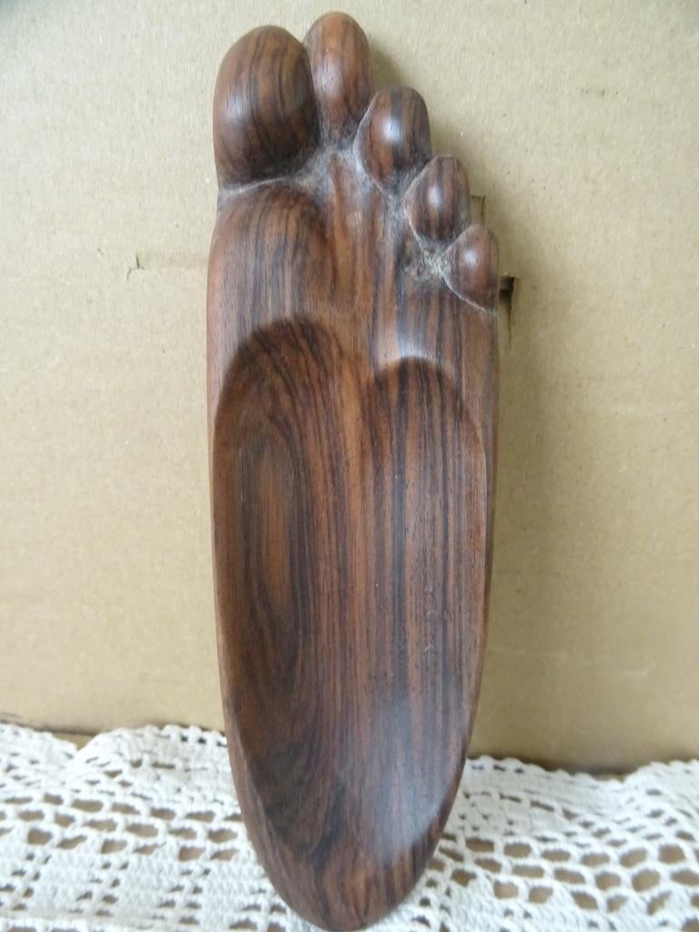 Curiosa vintage houten schaaltje voet Indonesië Bali 16cm, Ophalen of Verzenden