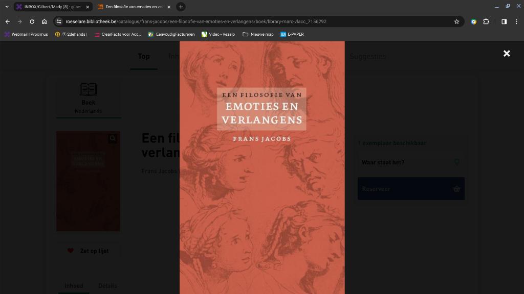 Emoties en verlangens door Frans Jacobs, Boeken, Ophalen of Verzenden, Zo goed als nieuw, Praktische filosofie, Frans Jacobs