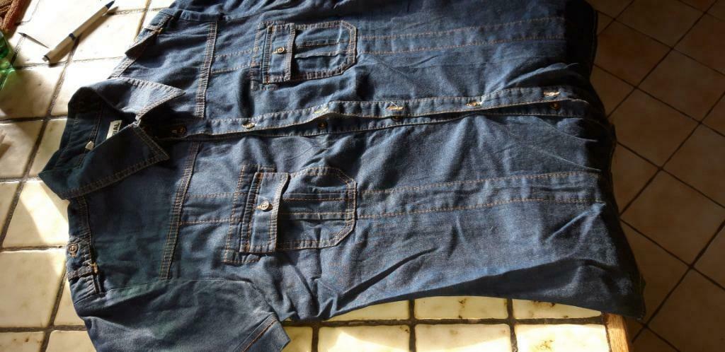 Chemise en jeans manches courtes pour homme - M-, Enlèvement, Neuf, Bleu, Tour de cou 39/40 (M)