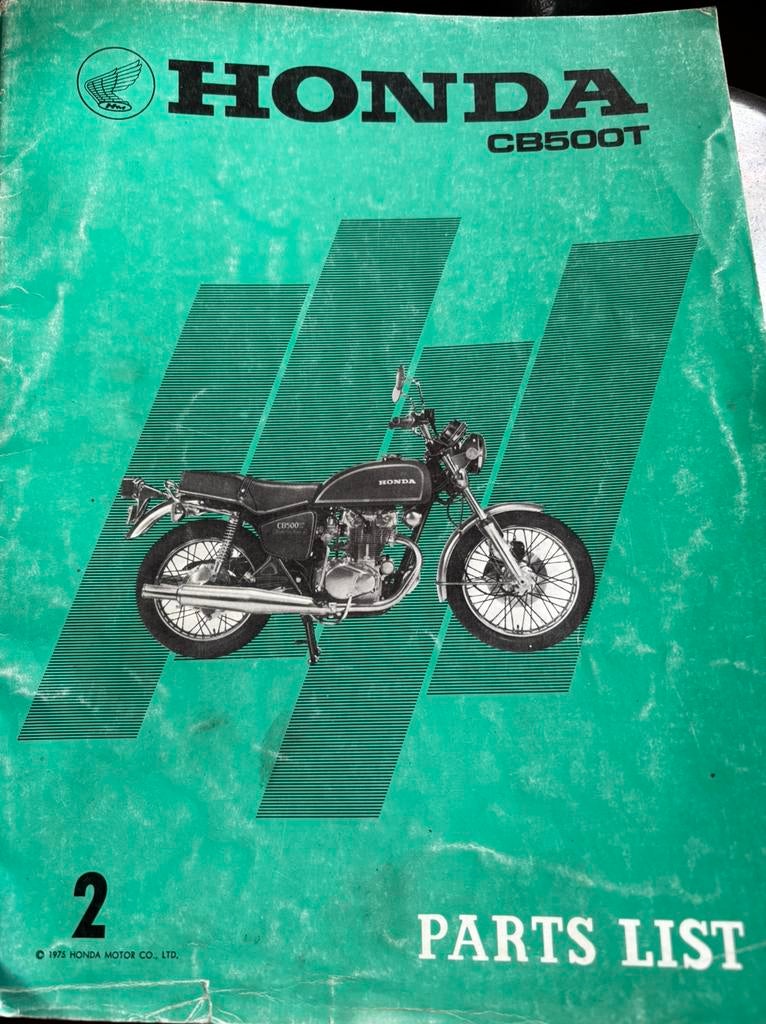 Honda CB500T 1974- Manuel de pièces, Motos, Enlèvement ou Envoi, Honda