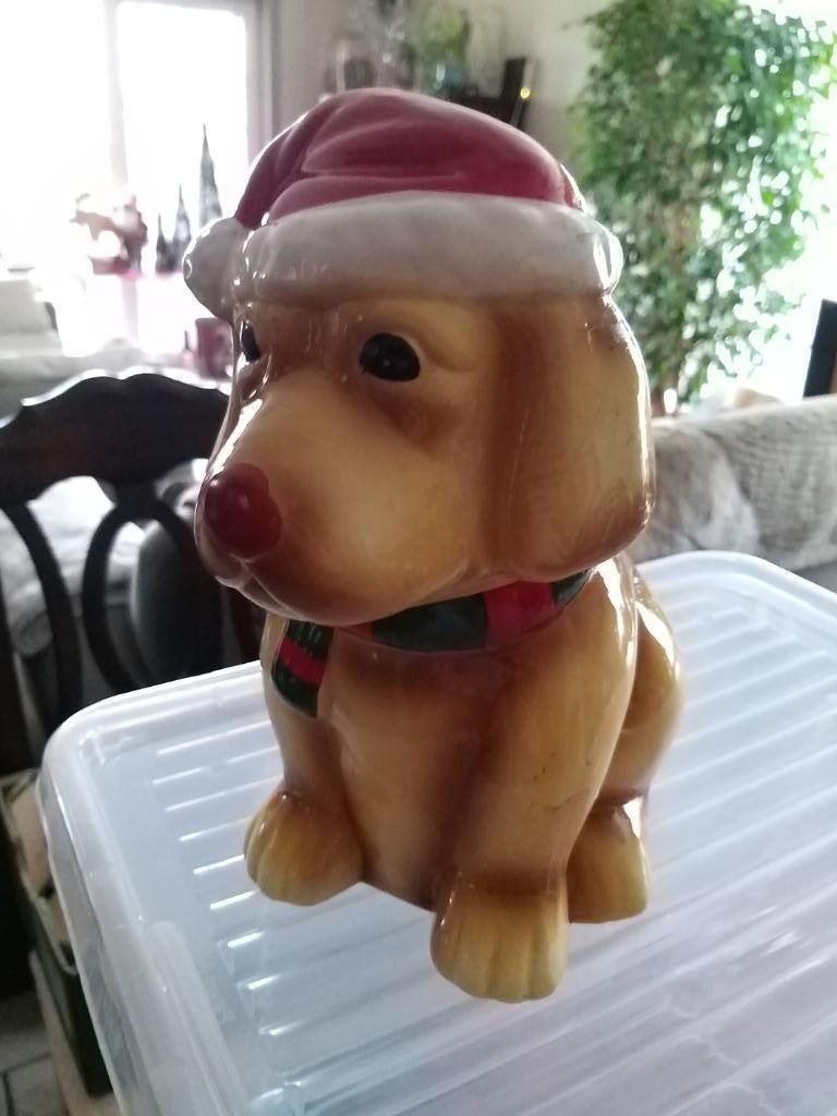 Kerst - porseleinen hond, pot met deksel, Enlèvement ou Envoi, Comme neuf