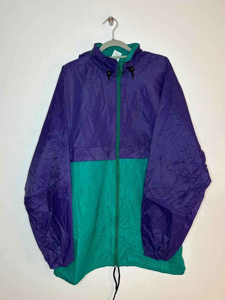 Paars groene vintage regenjas Kendaroy maat 7 Large, Enlèvement ou Envoi, Comme neuf, Taille 52/54 (L), Violet