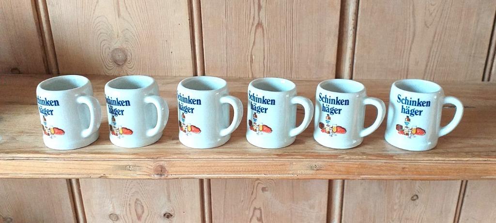 6 mini chopes Schinken  häger - Maubeuge, Collections, Enlèvement ou Envoi, Comme neuf, Verres et Verres à shot