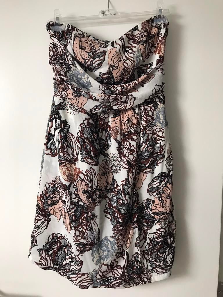 Garcia witte strapless jurk met patroon, maat L, Garcia, Zo goed als nieuw