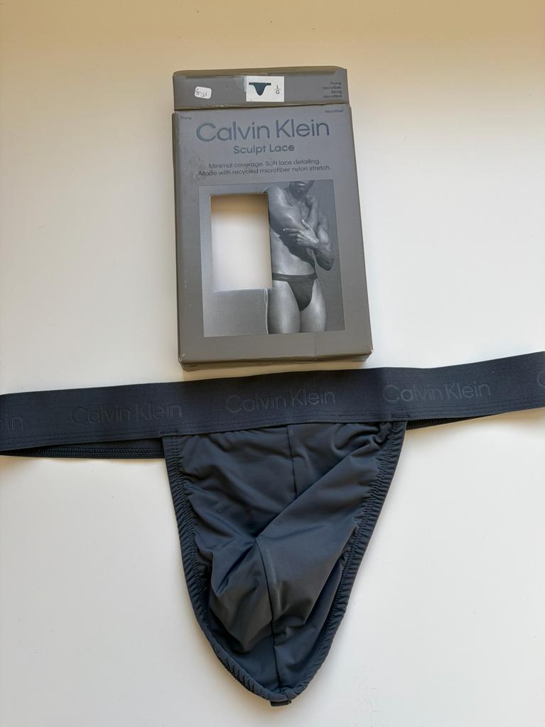 Calvin Klein Sculpt Lace Thong, Verzenden, Grijs, Slip