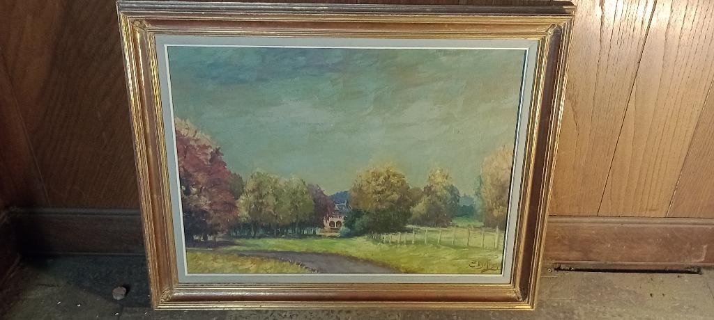 Peinture toile signée Edmond DEFROYENNES, 66x51, n648, Antiquités & Art, Enlèvement