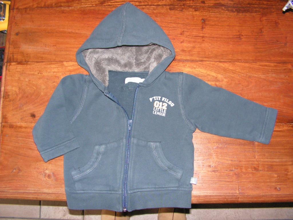 Sweater met rits en kap - petrolblauw/grijs, Enlèvement, Utilisé, Filou & Friends