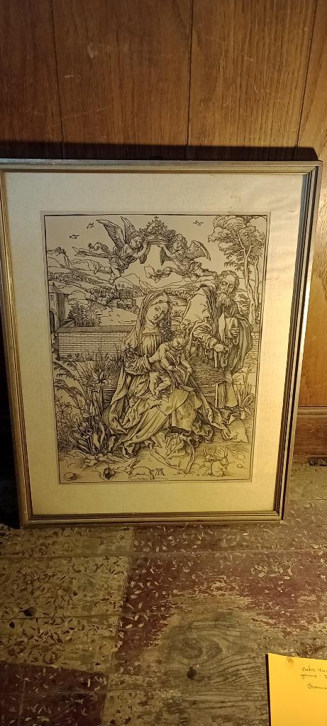 Papiergravure door Albrecht Dürer „Holy Family”, 40x52, n201, Antiek en Kunst, Ophalen of Verzenden, Gravure