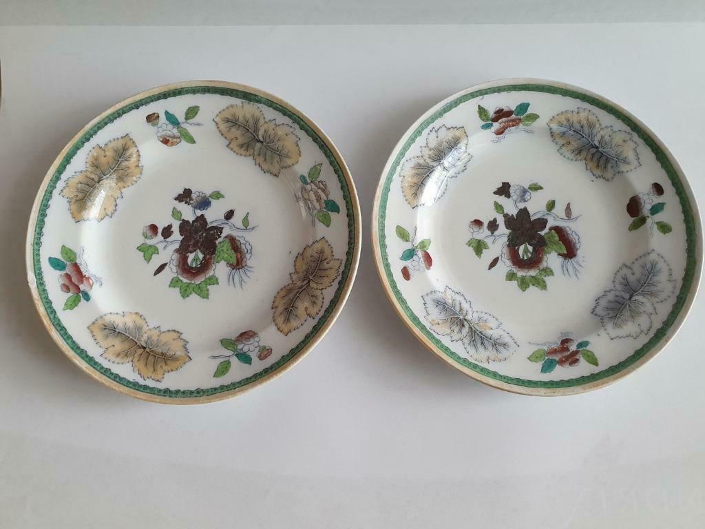 Keramis, 2 assiettes creuses en porcelaine, motif floral, vi, Antiquités & Art, Enlèvement ou Envoi