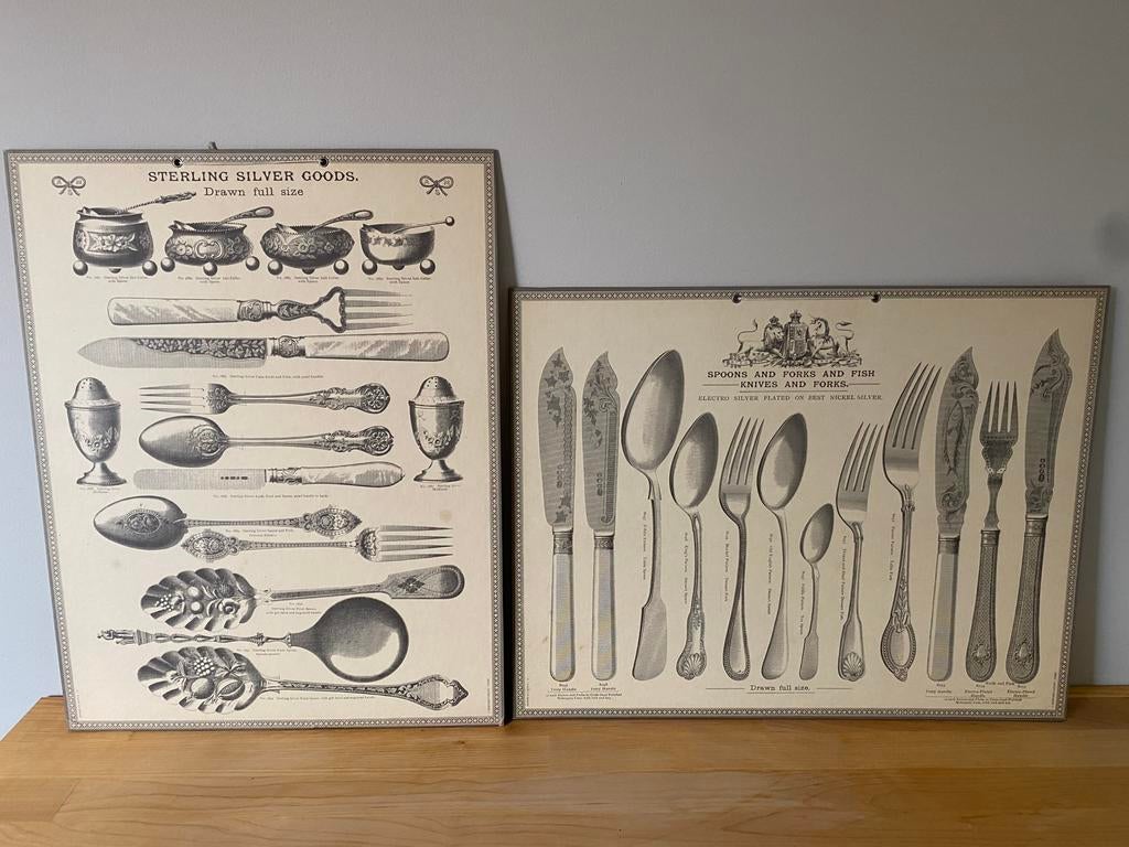 2 vintage kartonnen prenten  zilverwerk Bernard Carant Paris, Enlèvement, Utilisé