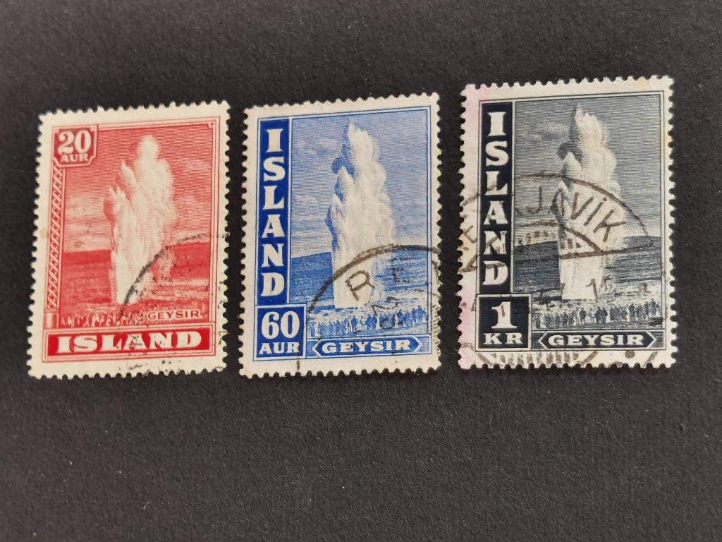 Ijsland 1938-40 - geysir, Postzegels en Munten, Postzegels | Europa | Scandinavië, Ophalen of Verzenden, IJsland, Gestempeld