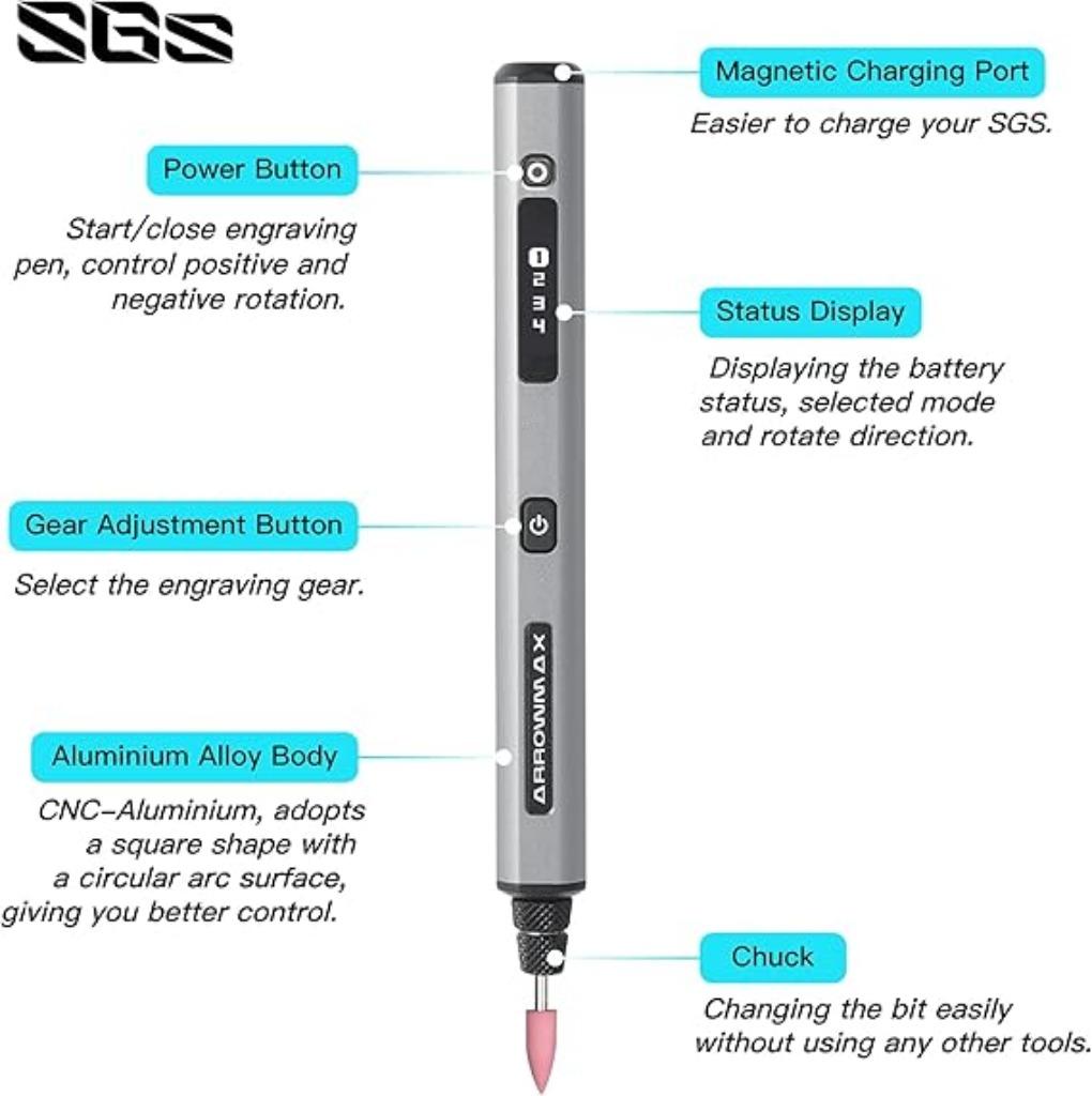 Mini stylo de gravure électrique | 42 bits | Nouveau, Neuf, Arrowmax, -, -