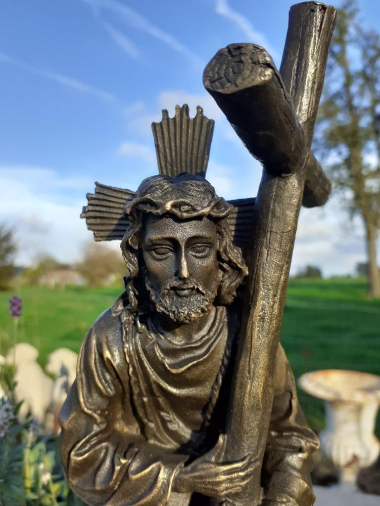 Statue en bronze signé sur socle en marbre(Jésus Christ), Antiquités & Art, Art | Sculptures & Bois, Enlèvement ou Envoi