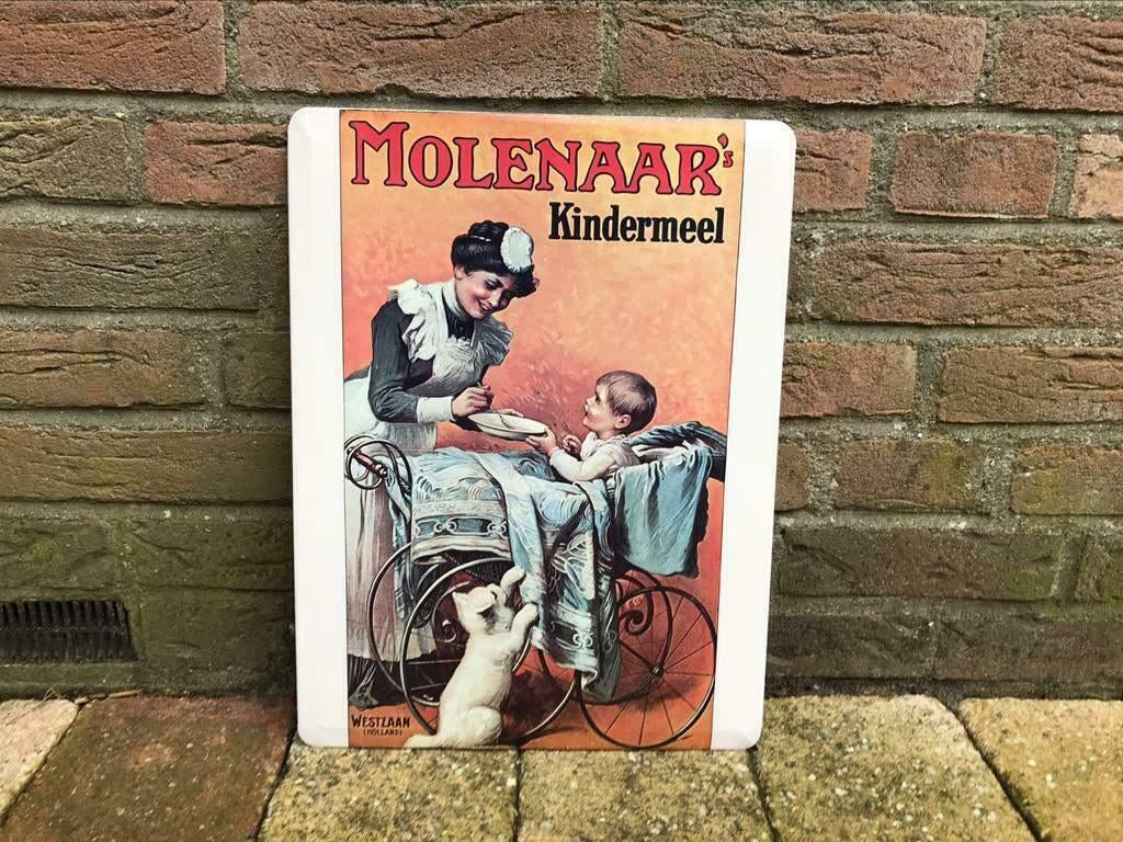 Reclamebord Molenaar Kindermeel Glacoide jaren 50, Verzamelen, Verzenden, Gebruikt, Reclamebord