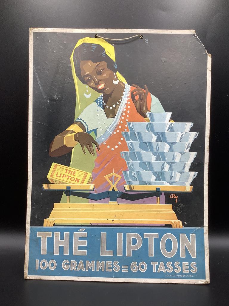 Oud Lipton thee bord, Ophalen of Verzenden, Gebruikt