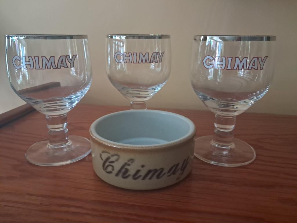 CHIMAY - 3 verres à dégustation + 1ramequin, Collections, Enlèvement