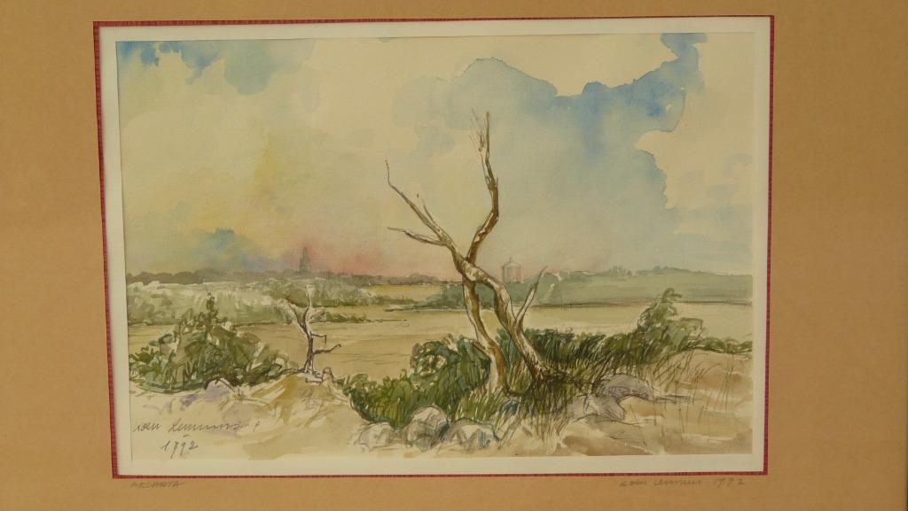 Koen Lemmens : "Arcadia" Lommel 1992 - ingelijste aquarel, Enlèvement ou Envoi, Comme neuf