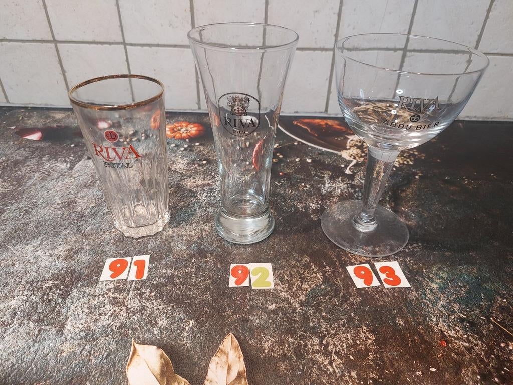Riva oude  bierglazen, Verzamelen, Glas en Drinkglazen, Zo goed als nieuw, Bierglas, Ophalen of Verzenden