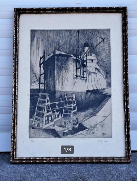 gravure cale seche signe kurt peiser, Antiek en Kunst, Ophalen of Verzenden