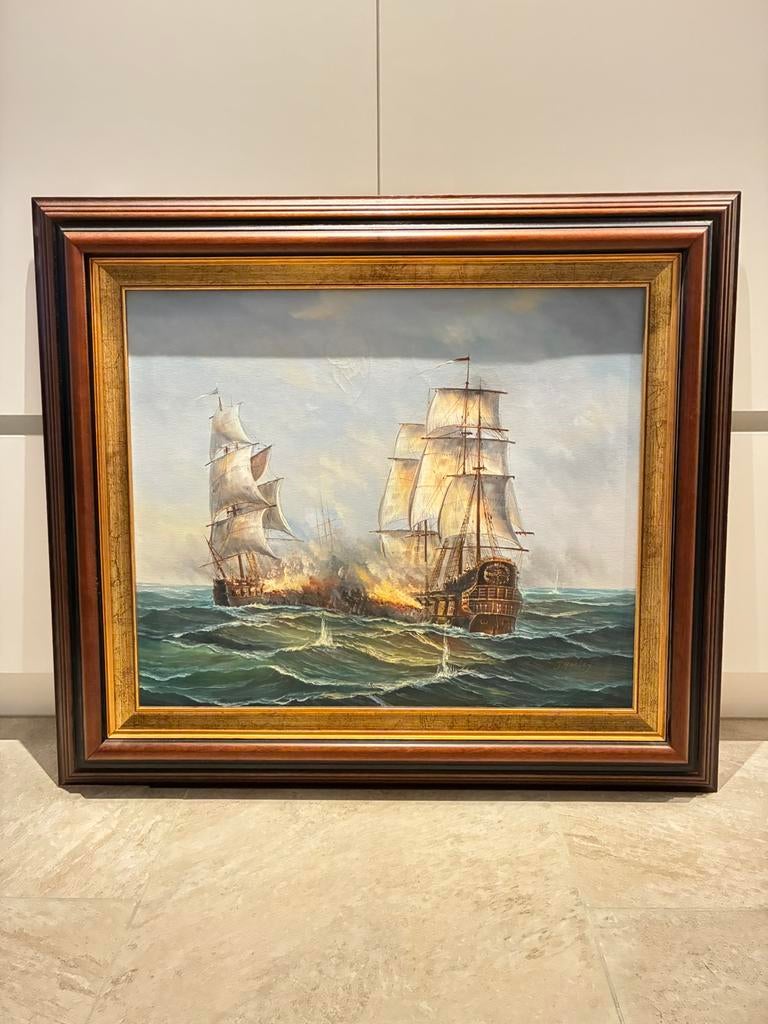 Handgeschilderd maritiem schilderij – gesigneerd J. Harley, Ophalen