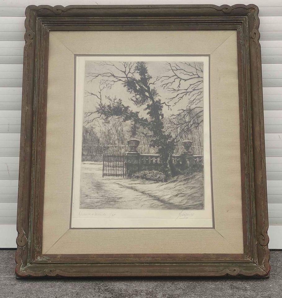 Eau forte épreuve d artiste signe Albert Gustave Grégoire, Enlèvement ou Envoi