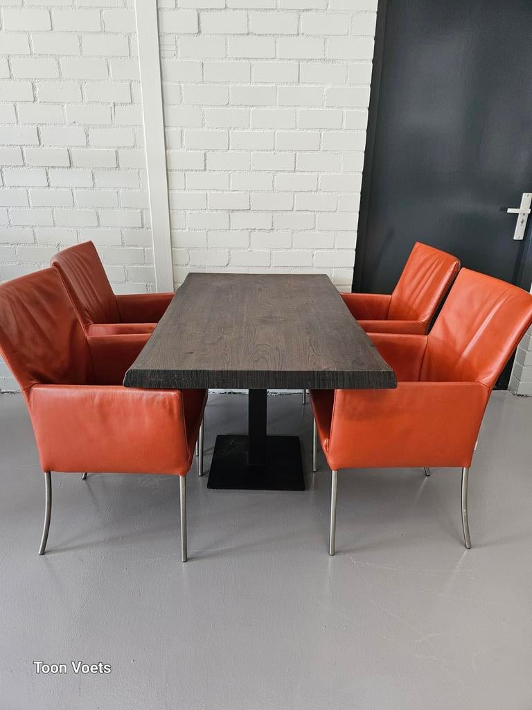 Eettafel met 4 stoelen Bert Plantagie, Ophalen, Gebruikt, 100 tot 150 cm, Eikenhout