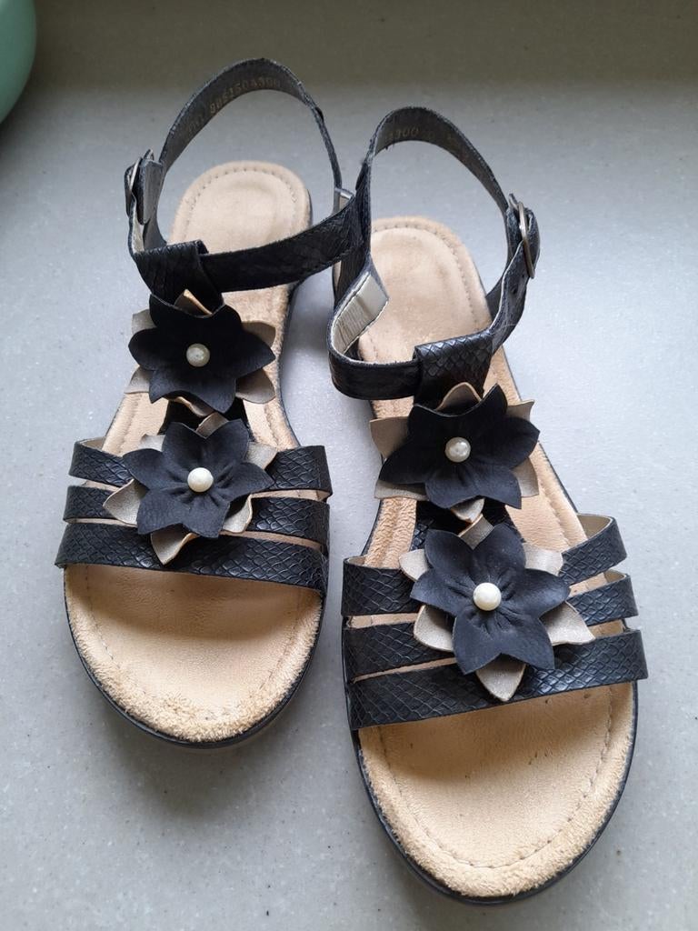 Sandalen merk Rieker maat 40, Zwart, Zo goed als nieuw, Rieker, Sandalen of Muiltjes