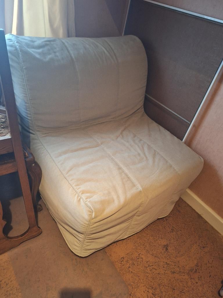 1-persoons zetelbed, Maison & Meubles, Chambre à coucher | Canapés-lits, Comme neuf, 90 cm, 200 cm, Une personne, Crème, Enlèvement