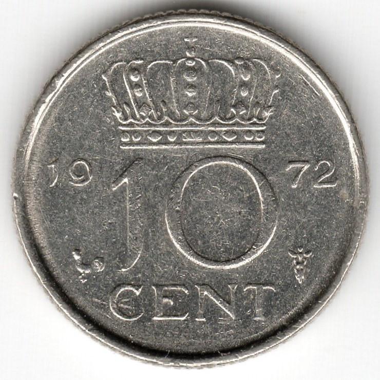 Nederland : 10 Cent 1972  KM#182  Ref 12642, Ophalen of Verzenden, Koningin Juliana, 10 cent, Losse munt