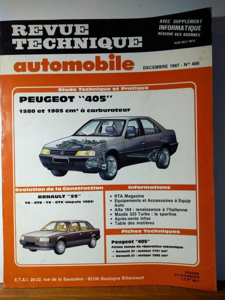 RTA - Peugeot 405 - Renault 25 - n 486, Autos : Divers, Modes d'emploi & Notices d'utilisation, Envoi