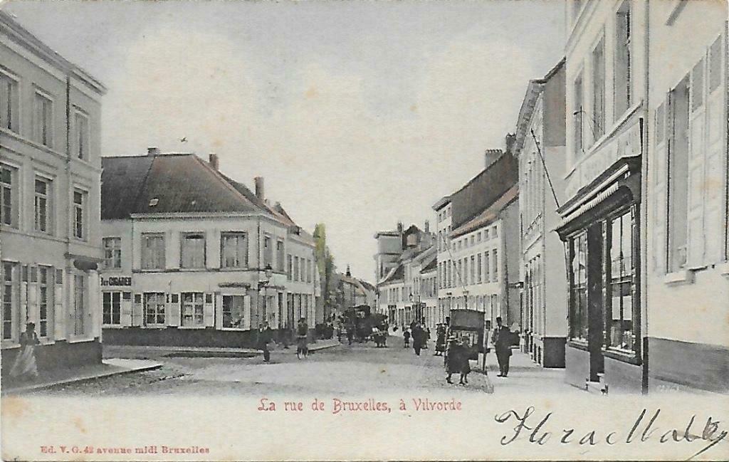 Carte postale ancienne couleur Vilvorde La rue de Bruxelles, Envoi, Avant 1920, Affranchie, Brabant Flamand