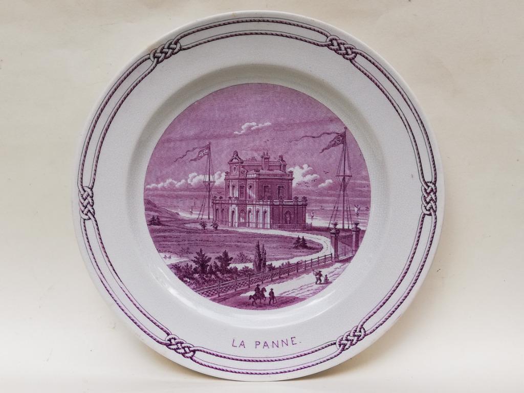 La Panne - Pavillon Bortier - Assiette en faïence - 19ième S, Enlèvement ou Envoi