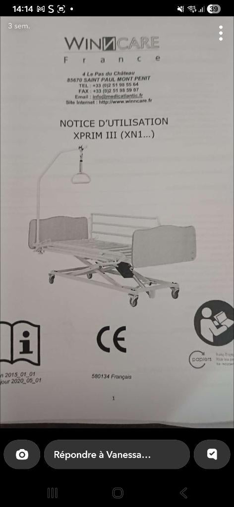Lit médical, Enlèvement, Comme neuf