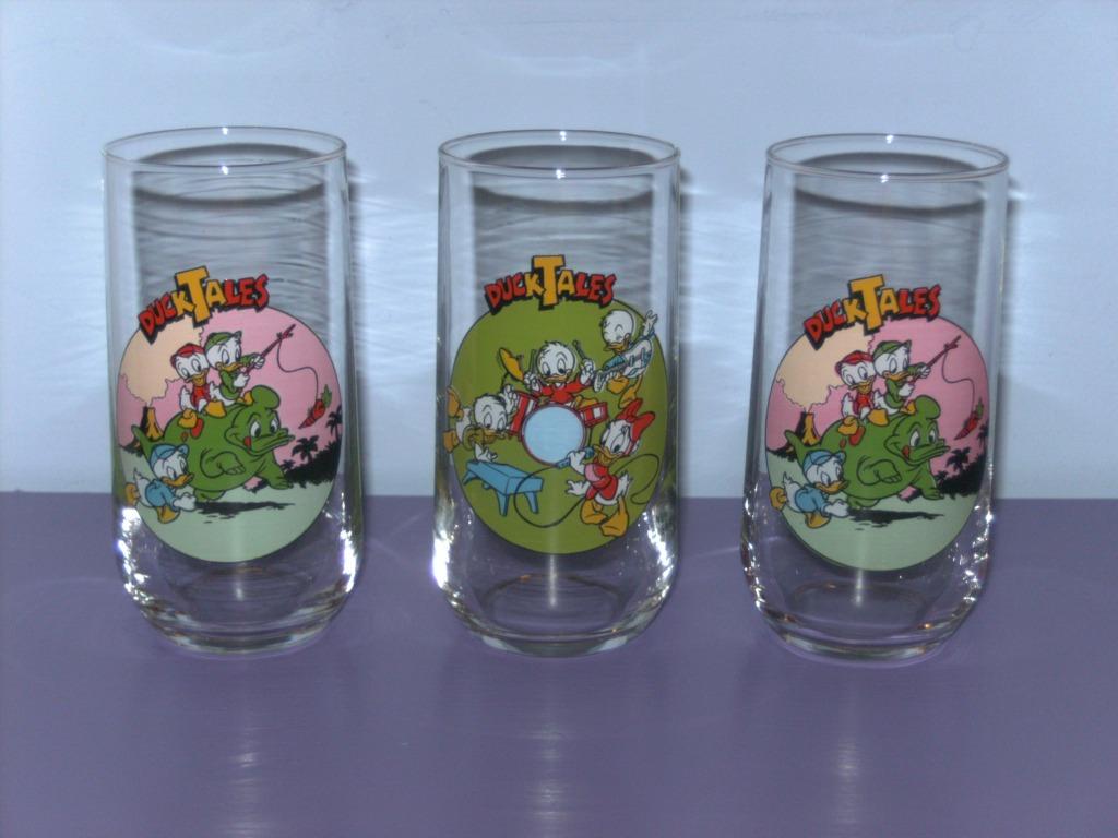 3 Vintage glazen: disney ducktales., Enlèvement ou Envoi, Donald Duck, Utilisé, Service