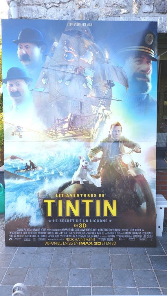 Affiche géante Tintin - Le secret de la licorne (Le film), Une BD, Enlèvement, Utilisé, Hergé - Spielberg