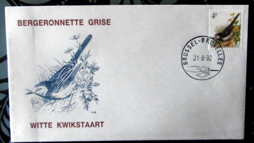 FIRST DAY COVER- VOGELS VAN BUZIN- DE WITTE KWIKSTAART, Ophalen of Verzenden, Gestempeld, Dier of Natuur